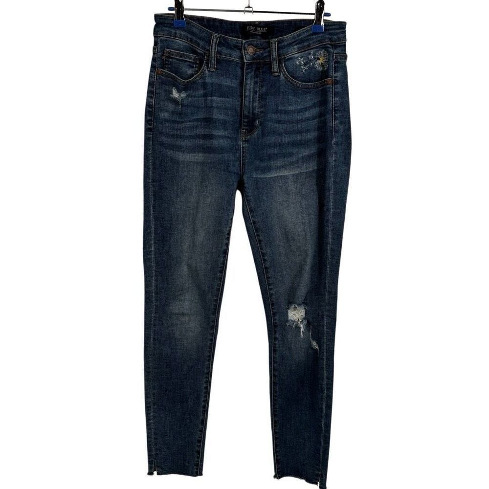 Judy‎ Blue Dandelion In Your Pocket Embroidered Distressed Slim Fit Jeans 27/5